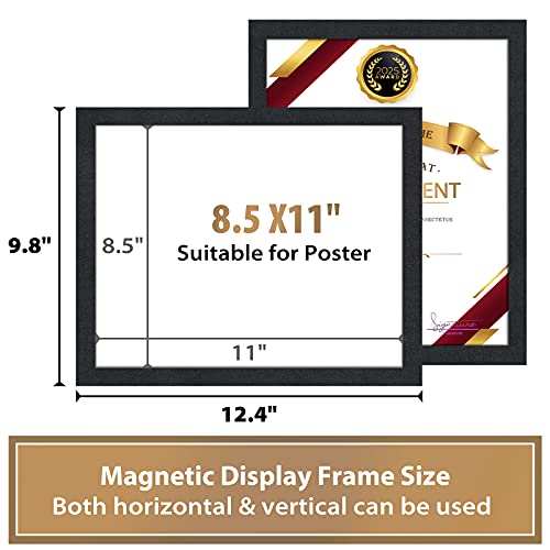 Pujiang 8.5"X11" Magnetic Sign Holder, Double Sided Window Self-Adhesive Frame, Transparent Pvc And Strong Magnetic Display Frame For Home/Office/Poster/Certificate/Child Artwork Display (Black,6Pack) #TOP3