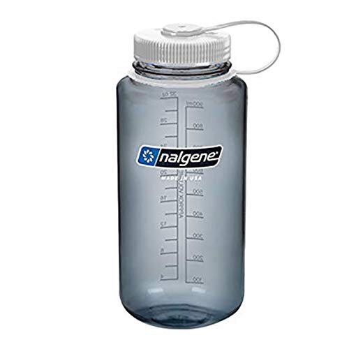 NALGENE Tritan 32 oz Wide Mouth BPA-Free Water Bottle, Gray w/white