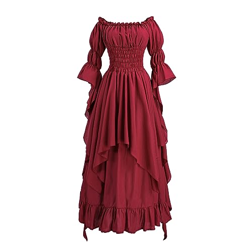LTAKK Renaissance Dress Women Medieval Costume Victorian Dresses Peasant Gothic Fairy Witch Wedding Under Dress