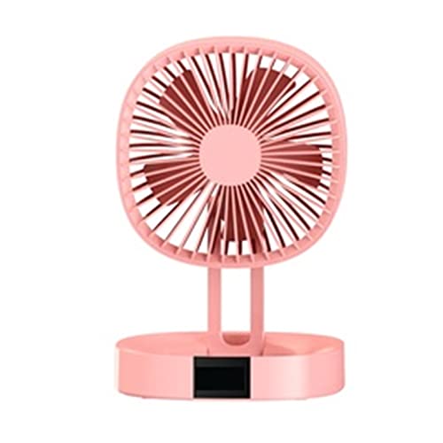 SMTYXS Ventilador eléctrico portátil Mini aire acondicionado 2000mAh escritorio USB recargable ventilador plegable refrigeración for dormitorio Mini ventilador de techo(Pink)