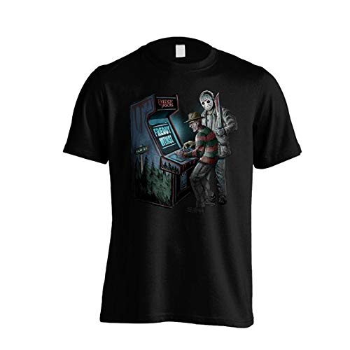 Camiseta de manga corta para hombre, diseño de Freddy vs Jason, color negro (S-XL) Negro S