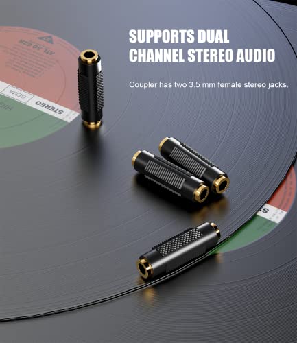 Panpeo 3.5 Mm Female To Female Adapter, 3.5Mm Stereo Jack To 3.5Mm Stereo Jack Adapter Connectors Stereo Coupler Female To Female Gold Plated -4Pack #TOP4