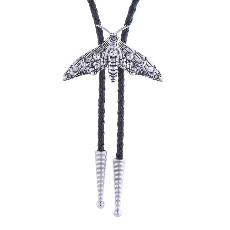 Image of Western Cowboy Bolo tie for Men Women Gold Silver Death Skull Moth Cross Bolo Tie Christmas Deer Rooster Wolf Necktie Gift