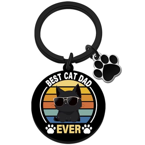 Cat Dad Black Keychain