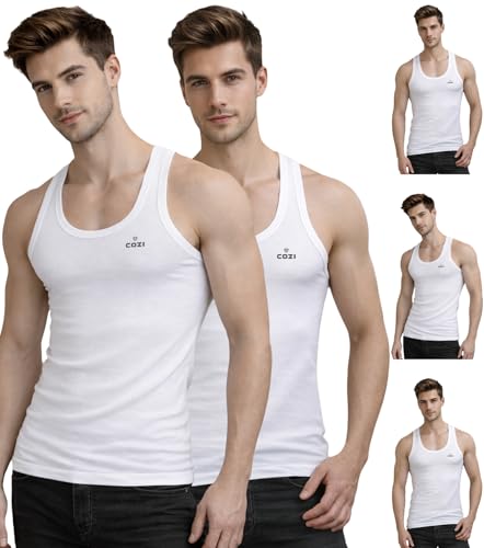 Image of Lux Cozi Cotton Men's Pack of 5 Solid Vest