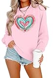 Picture of MYHALF Valentines Love Heart Sweatshirts: Womens Valentine Sweatshirts Casual Lovely Graphic Long Sleeve Pullover Tops