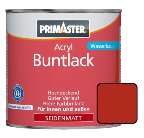 Primaster Acryl Buntlack 750ml Feuerrot Seidenmatt Wetterbeständig Holz & Metall