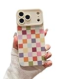 YUMUPIFE Compatible with iPhone 17 Pro Case Cute Checkered Pattern Design for Girls Women, Soft Silicone Shockproof Protective Designed for iPhone 17 Pro Case-Colorful