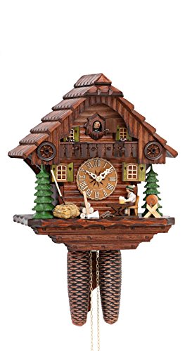 Hekas Cuckoo Clock Black Forest House with Moving Beer Drinker KA 879