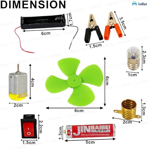 Image of FunBlast Science Experiment Kit - Science Kit for Kids, STEM Learning Kit, DIY Science Kit for Students & School Projects, Electric Circuit Kit for Students with Motor Fan Toy (Green)