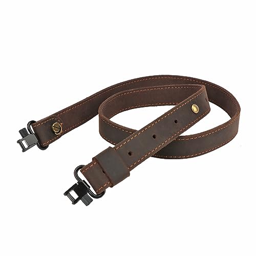 TOURBON Universal Leather Rifle Sling Comfortable No Slip Gun Carrying Strap with Swivels