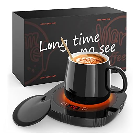 Mug Warmer with Mug, Coffee Cup Warmer with Auto Shut Off, Smart Coffee Mug Warmer with 2 Temp Settings, 1-12H Time Setting, LCD Display, Coffee Warmer for Desk, Office, Birthday
