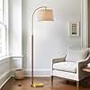 G-SAFAVA 62.5" Wood Floor Lamp for Living Room Gold with Foot Switch Arc Standing Tall Lamps for Bedroom Mid Century Modern Corner Floor Lamps for Office Nursery Industrial Reading Light Room Lamp