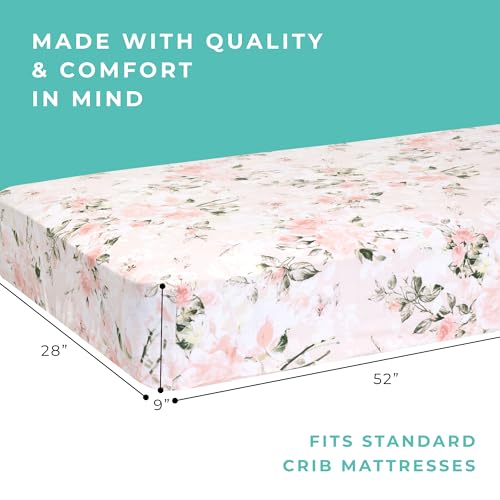Image of Posh Peanut Fitted Crib Sheet, Soft Viscose from Bamboo Fabric, Standard Crib and Toddler Mattresses 52 inch by 28 inch (Vintage Pink Rose)