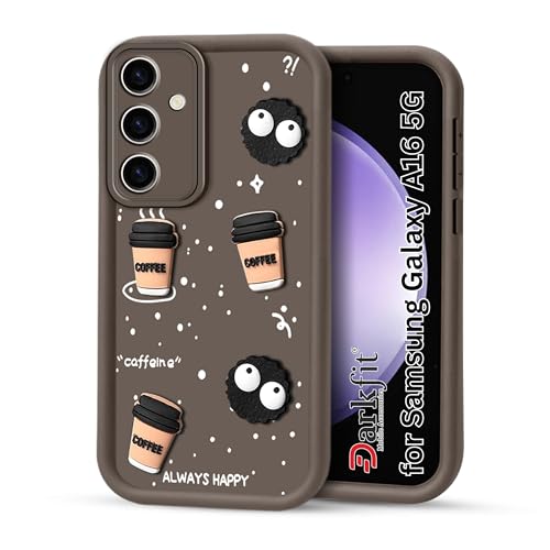 Image of DARKFIT Back Case Cover Compatible for Samsung Galaxy A16 5G | Cute Fun Cartoon 3D Ball | Coffee Silicone Case | Case Cover with Camera & Body Protection| Shock Proof | for Samsung A16 5G| Color Brown