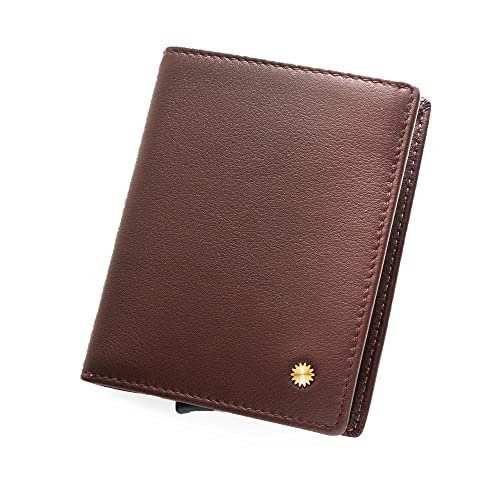 Porte-cartes cuir véritable Revelot W1 marron pour voyage et quotidien