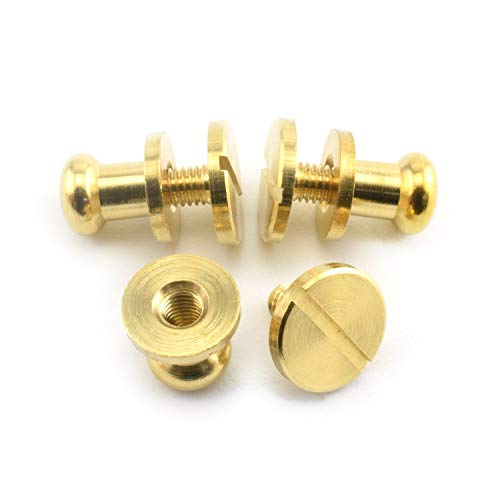 LQ Industrial 8PCS Solid Brass Sam Browne Button Screw Studs Nail Round Rivets for DIY Leather Craft Belt Wallet Handbag 6x8x8mm