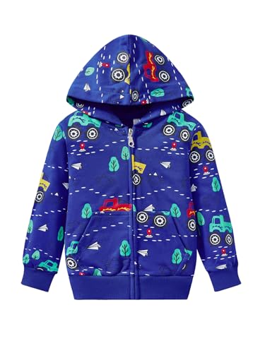 Image of Boys Toddler Zip Up Hoodie Kids Fall Winter Jacket Cute Sweatshirt With Hood 2-7 Years Old