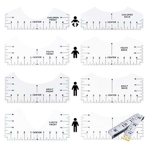 9 Packs T-Shirt Ruler Guide - Alignment Ruler for Vinyl Press - Acrylic Craft Calibration Template - Centering Design Ruler for Fabric Cutting - Durable & Flexible Ruler