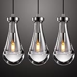 Raindrop Pendant Light Set of 3, Brushing Nickel Pendant Lights Kitchen Island, Pendant Lighting Cei