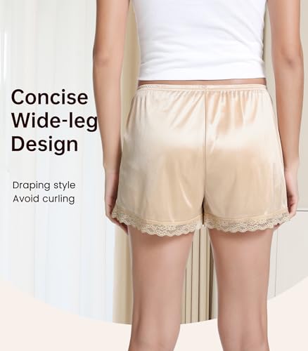Image of NACHILA Women's Lace Trim Half Slip Shorts Under Skirt Pettipants Bloomer