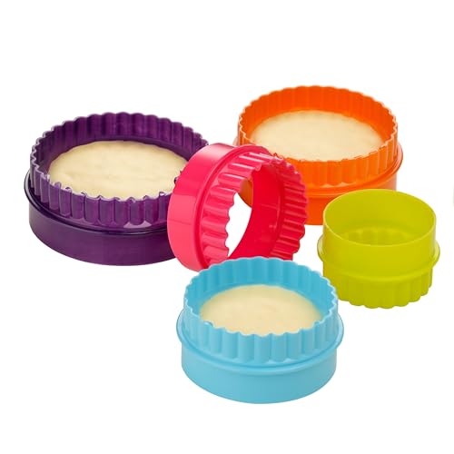 Premier Housewares Durable 5Pc Fluted Shape Cutter | Simple To Use Biscuit Cutters For Snacks | Dishwasher Safe Cookie Cutters For Baking | Versatile Pastry Cutters For Desserts