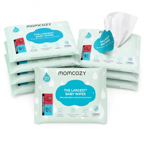 Image of Momcozy Baby Wipes Travel Size, Extra Large 99% Water Based Wet Wipes
