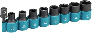 Makita B-54645 9 Piece Cr-Mo 1/2" Impact Socket Set with 1/4" Hex Adapter