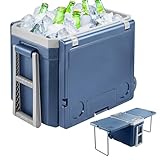 Ice Cooler with Wheels, 34 QT Outdoor Rolling Patio Cooler Cart with Table & Handle, Portable Ice Chest & Coolers, Beverage Camping Cooler for Patio Pool Party, Beach, Camping, Tailgating, Sports, BBQ