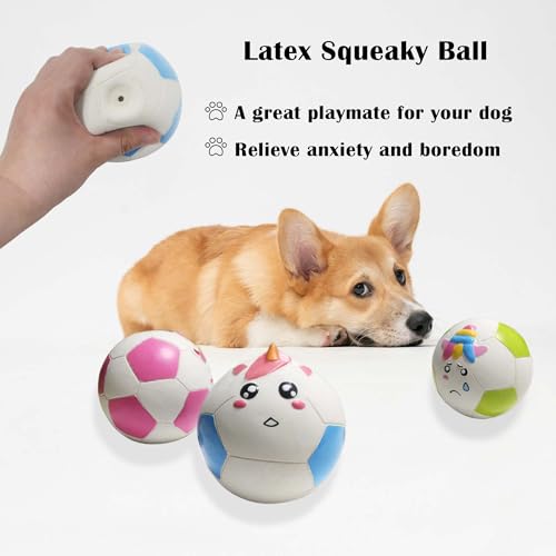 Pelota de fútbol para perros de látex con sonido, 3.7 pulgadas miniatura 3