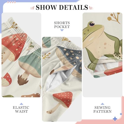 ZZXXB Frog Mushrooms Boys Long Pants Soft Trousers Elastic Waist Kids Lounge Bottoms with Pockets S-XL4