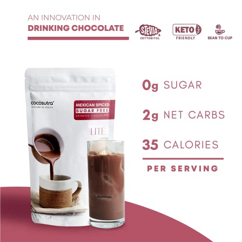 Image of COCOSUTRA SUGAR FREE Drinking Chocolate Mix - Mexican Spiced | Zero Sugar, Low Carb, Low Calorie | Stevia & Erythritol based | Keto Friendly Drink | Vegan | Enjoy hot or cold | 200 g (Pack of 3)