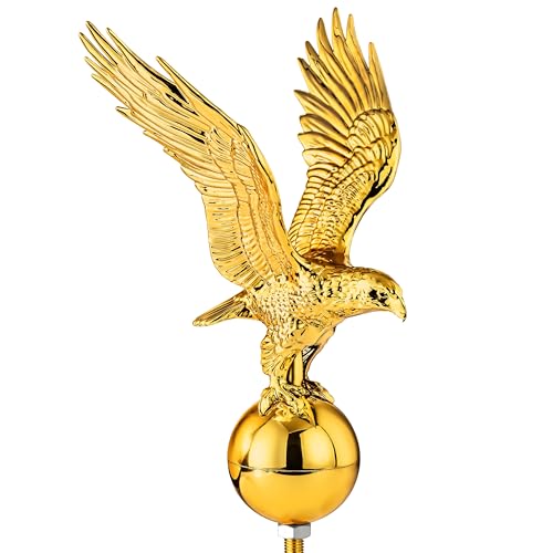 Golden Eagle Flagpole Topper 13 Eagle Ornament for 20/25/30 Ft Telescopic/Sectional Flag Poles Outdoor Fit 2 Standard USA Flag Poles Auro 1 - Gold