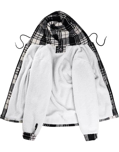 Image of G Gradual Men's Flannel Jacket Fleece Sherpa Lined Hoodies Zip Up Plaid Shirt Warm Winter Jackets for Men with Zipper Pockets