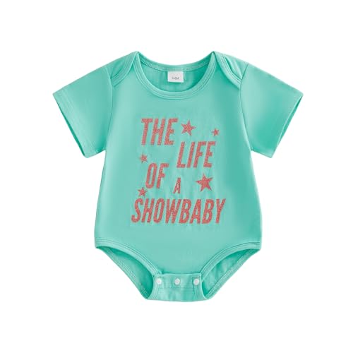 CREAIRY Newborn Baby Girl Outfits The Life Of A Show Baby Short Sleeve Bubble Romper Shirt Oversized Bodysuit Summer Clothes (Show Baby 6-9 Months)