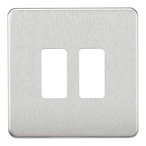 Image of Screwless 2G Grid faceplate - Brushed Chrome