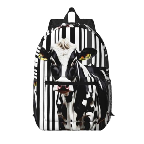 Sac à dos d'école léger avec poche avant imprimé animal noir et blanc EdWal
