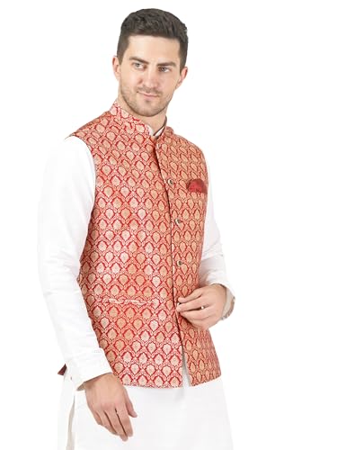 Image of Badoliya & Sons Men's Brocade Zari Nehru Jacket /Waist Coat