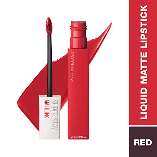 Image of Maybelline New York Super Stay Matte Ink Liquid Lipstick, Pioneer + Hypercurl Mini Mascara | Liquid Lipstick | Volumizing Mascara.