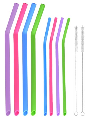 Bendy Silicone Reusable Drinking Straws, Mellbree Flexible Drinking Straws for Smoothie, Milkshake, Cocktail and Hot Drinks Suitable for Post-Operative and Disabled