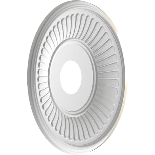 Image of Ekena Millwork CMP16BEEPE Berkshire Thermoformed PVC Ceiling Medallion (Fits Canopies up to 7 inch), 16 inchOD x 3 1 /2 inchID x 1 inchP, Universal Metallic Pearl Mist