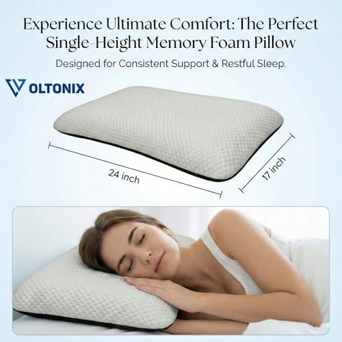 Image of Blairmore Memory Foam Pillow,nek Pillow,Orthopedic Memory Foam Pillows Supports Neck Pain and Shoulder Pain for Sleeping, Ergonomic Cervical Pillow (White+milange Grey)