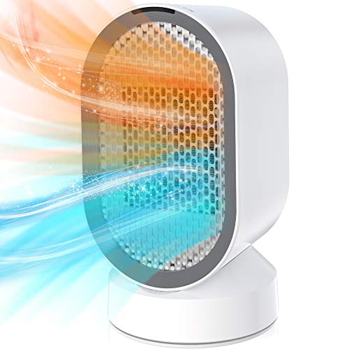 CMY Electric Heater - 600W PTC Ceramic Heater,2S Fast Heating,Personal Space Fan Heaters,50u00b0C Oscillation,Thermostatic,Hot/Natural wind,Overheat and Tip-over Protection, for Home and Office