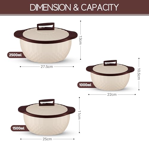Image of Trueware Eternity Inner Steel Insulated 1000, 1500 & 2500 ML Thermoware Casserole | BPA Free | Odour Proof | Food Grade | Easy to Carry | Serving | Curd Maker | Hot Pot