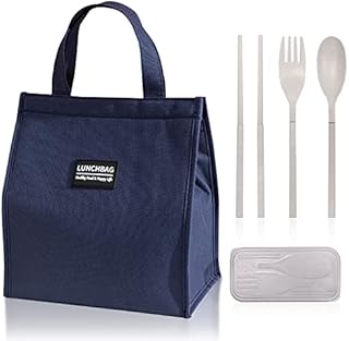 NINVVS 1 Piece of Lunch Bag, with 1 Set of Utensils, Lunch Tote Bag, Heat Preservation, Cold Preservation and Fresh-Keeping Bag, Picnic Bag, Suitable for Schools and Offices.