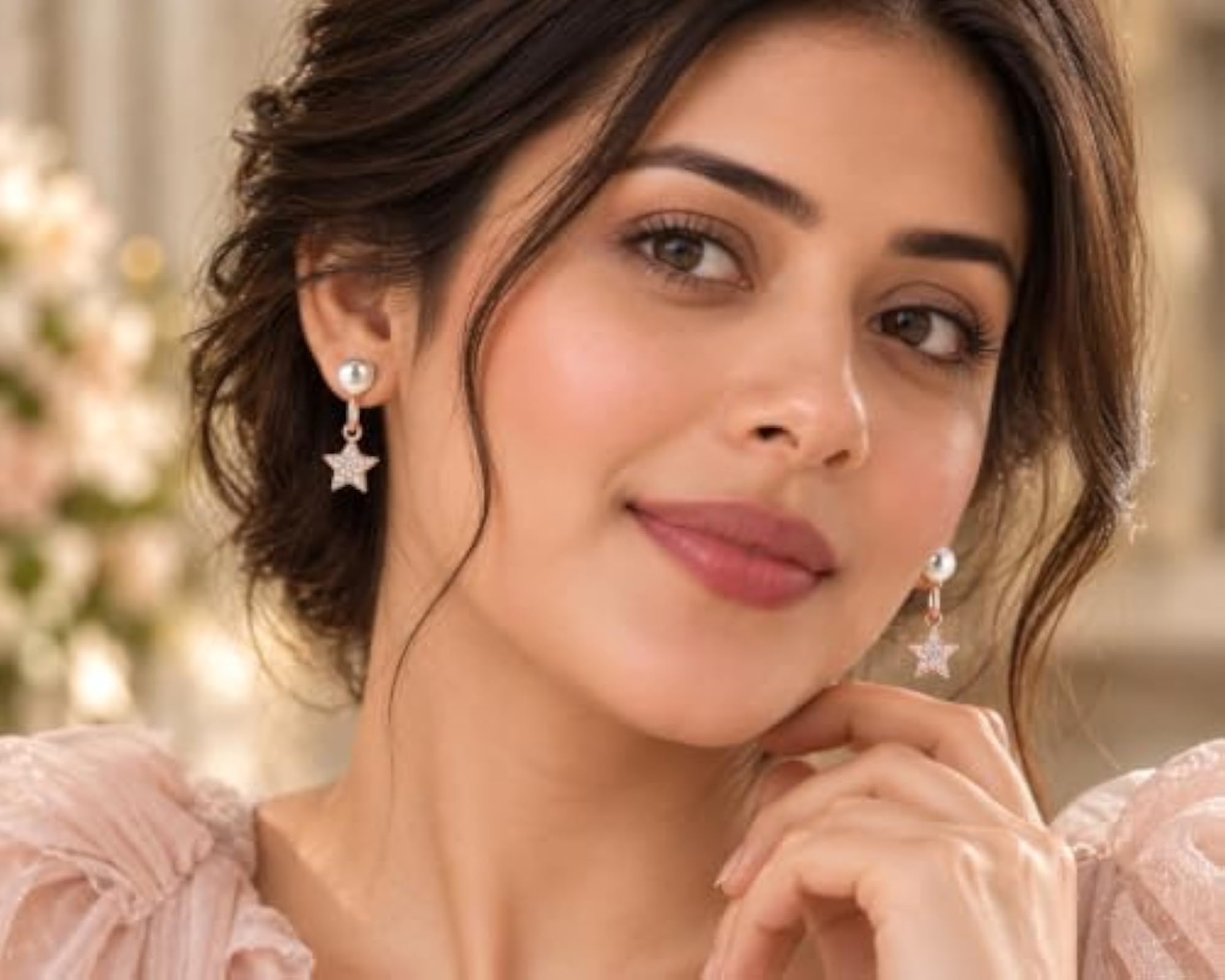 Women's Pearl Star Earrings, Elegant Gift