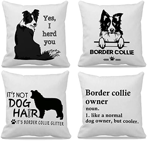 Border Collie Themed 18"18" Set of 4 Glitter Funny Decorative Throw Pillow Case for Home, Living Room, Girls Room Decor - Border Collie Lovers Gifts image 5