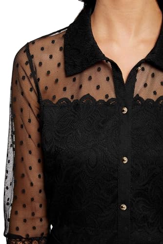 Morgan Camiseta manga 3/4 con plumeti Negro S