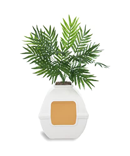 Good Pet Stuff, The Courtyard Hidden Litter Box, Artificial Plants & Enclosed Square Cat Planter Litter Box, Vented & Odor Filter, Easy to Clean, White Birch - Image 3