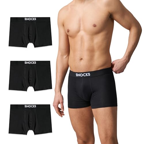 Snocks Boxershorts Herren 3er Pack Schwarz Größe XL Unterhosen Männer XLarge Baumwolle Unterwäsche